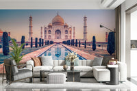 Living space becomes calmer with Agra's Jewel wall mural reflection scene