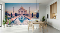 Dining room styling feels structured with Agra's Jewel wall mural view