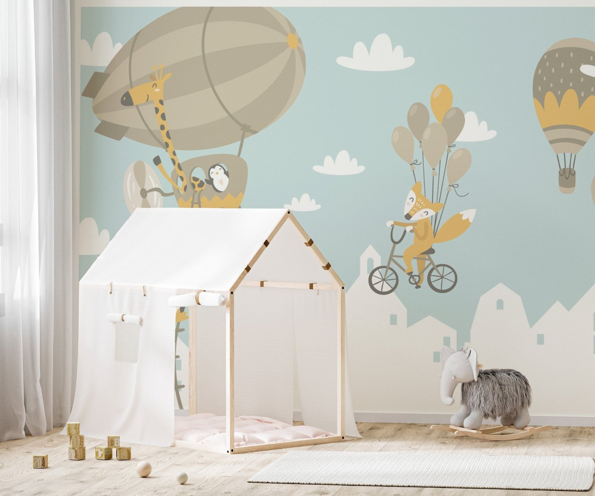 Scenic animal balloon wallpaper style
 B010