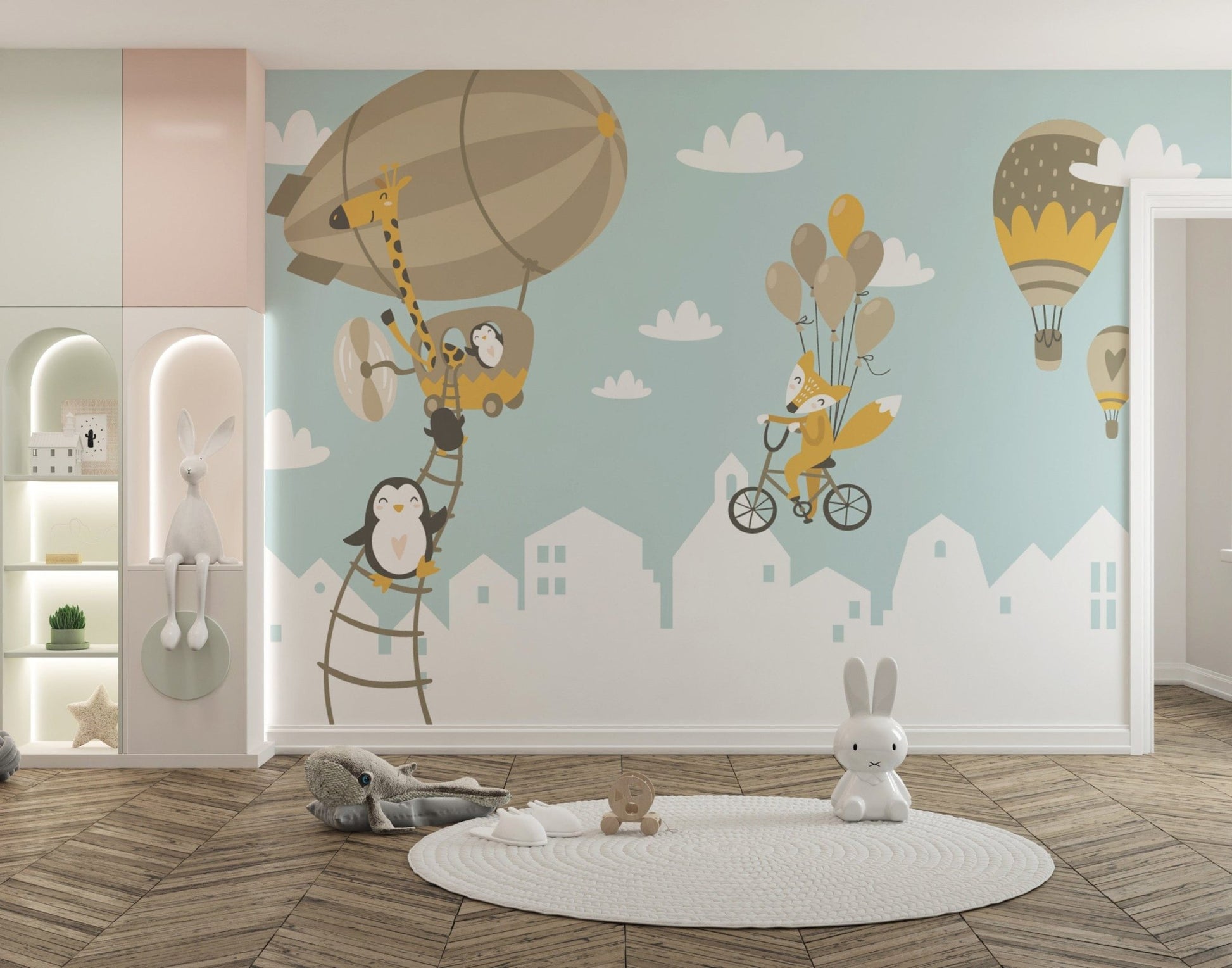 Balloon animal mural for lively walls
 B010