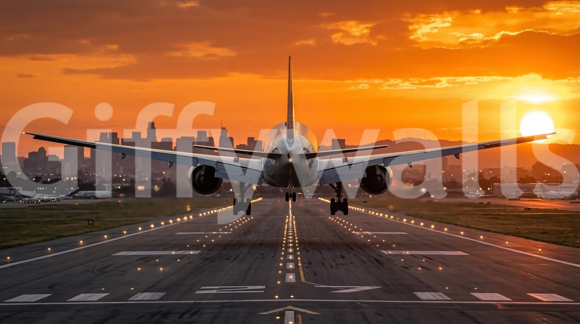 Airport in the morning Wall Mural