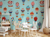 A beautiful modern art wall mural of an air balloon.
