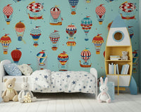 An artistic flying vehicle mural on minimalist wallpaper.