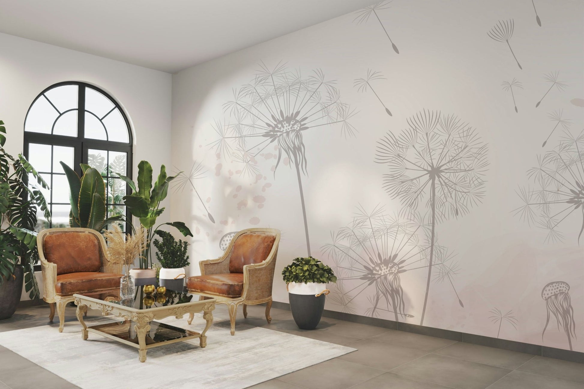 Soft, feathery elements are floating gently in the air.

