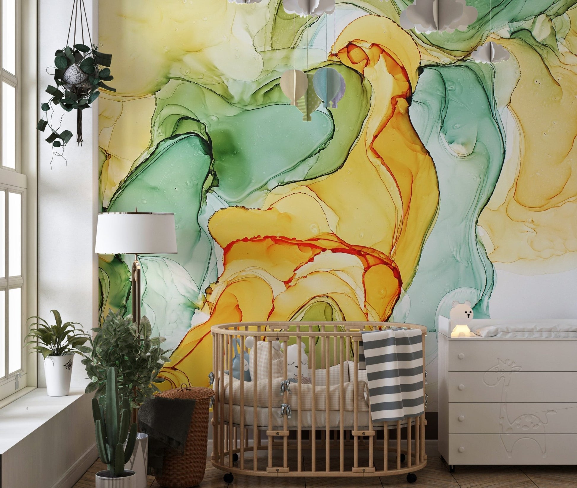 Fluid alcohol ink mural decor
