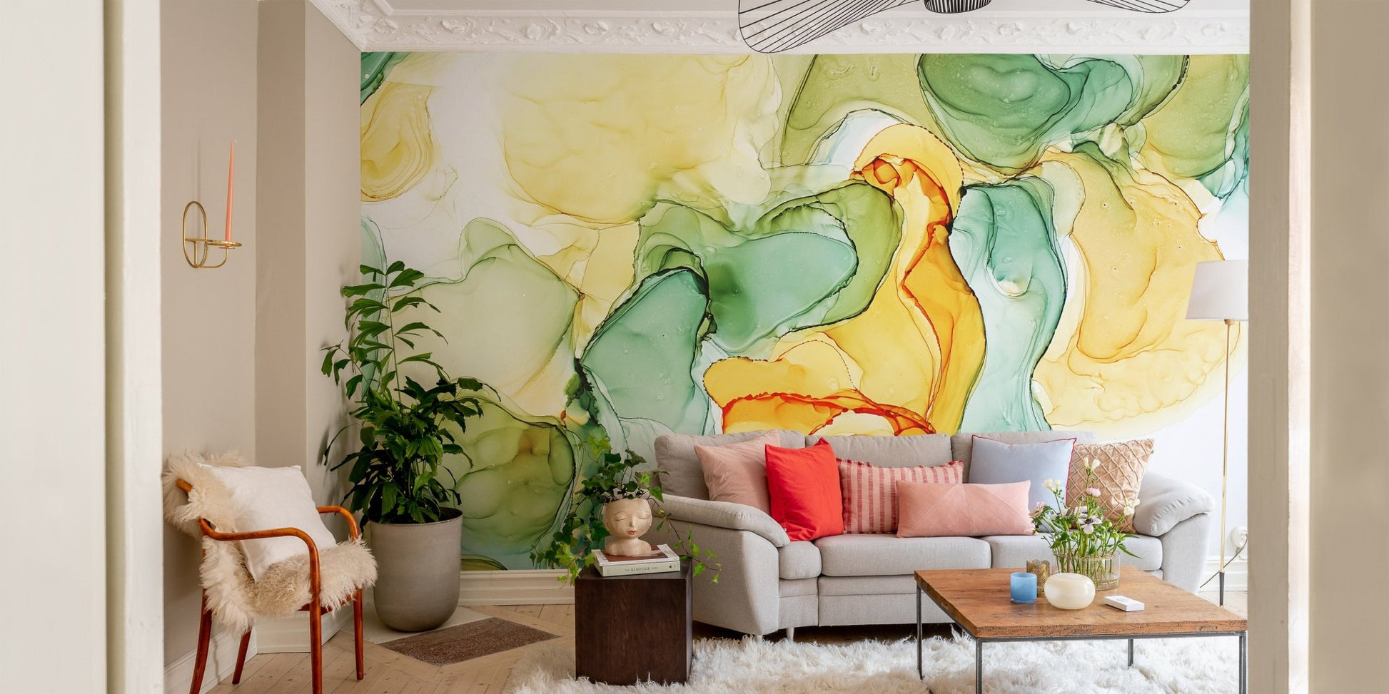 Colorful alcohol ink wall mural

