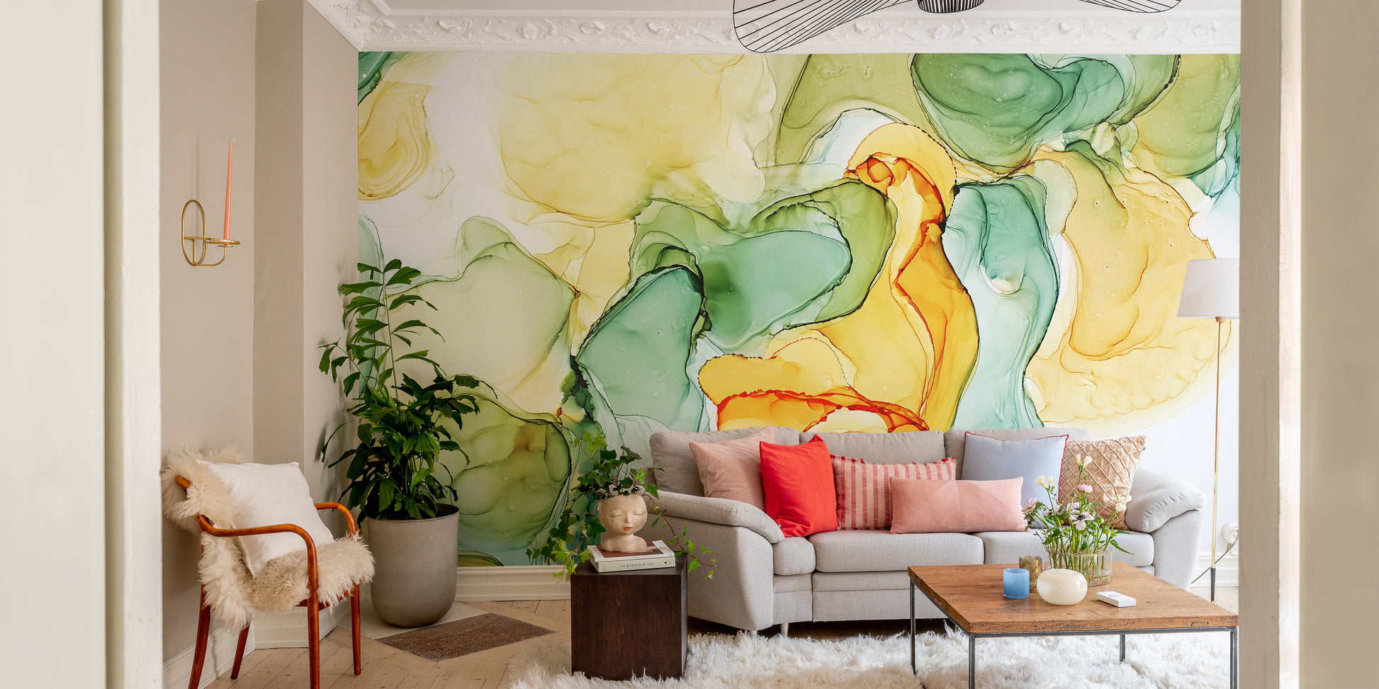 Colorful alcohol ink wall mural
