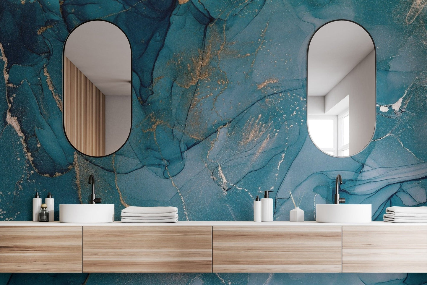 Alcohol Ink Art Blue Wallpaper Mural - Giffywalls
