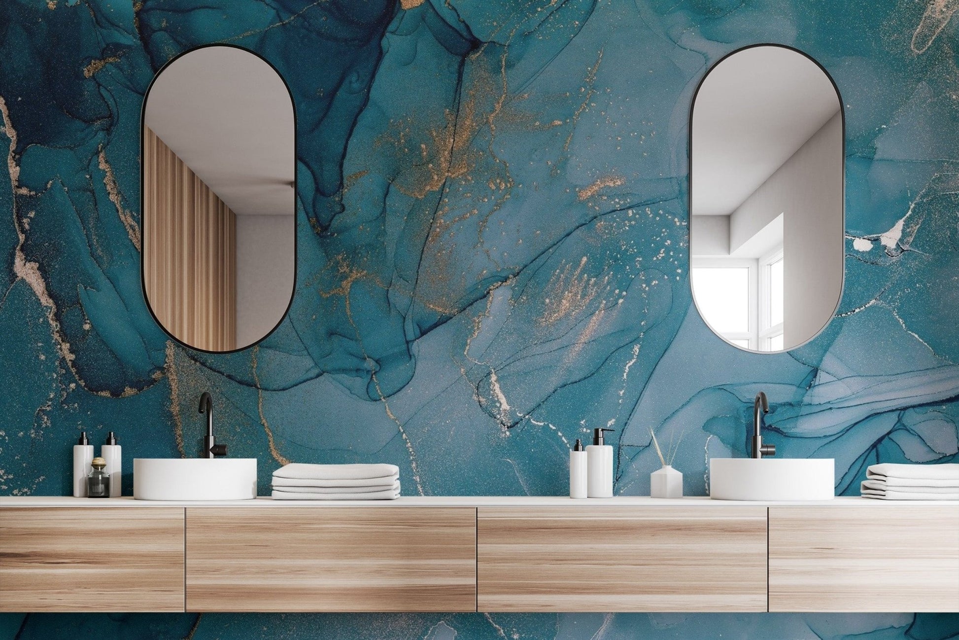 Alcohol Ink Art Blue Wallpaper Mural - Giffywalls