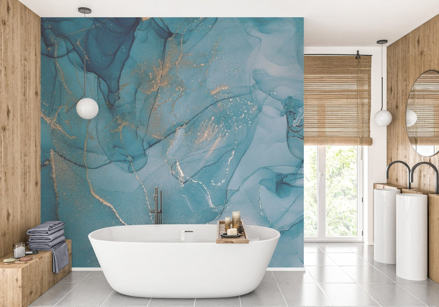 Alcohol Ink Art Blue Wallpaper Mural - Giffywalls