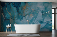 Alcohol Ink Art Blue Wallpaper Mural - Giffywalls