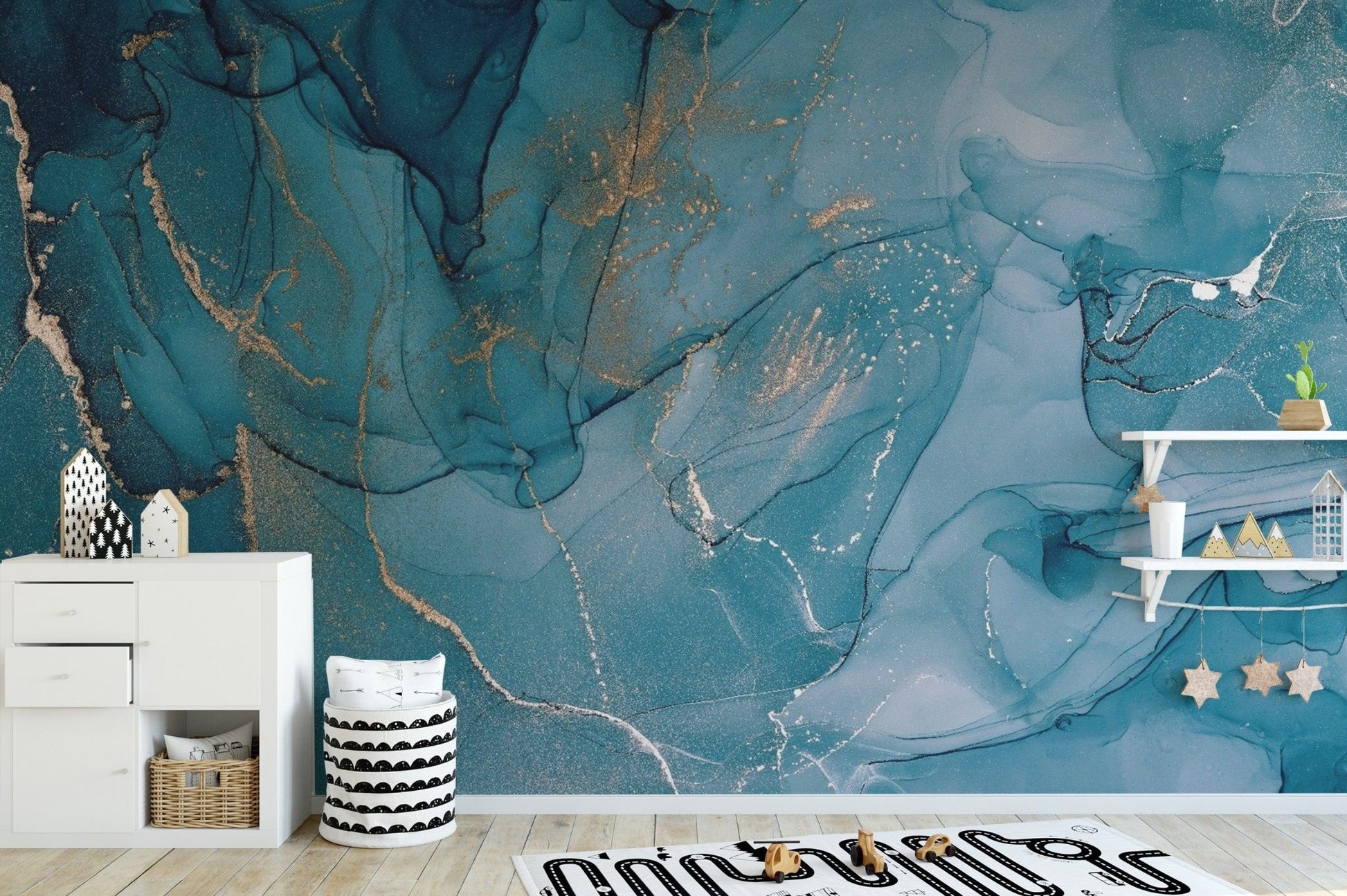Alcohol Ink Art Blue Wallpaper Mural - Giffywalls