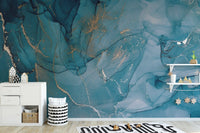 Alcohol Ink Art Blue Wallpaper Mural - Giffywalls