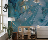 Alcohol Ink Art Blue Wallpaper Mural - Giffywalls