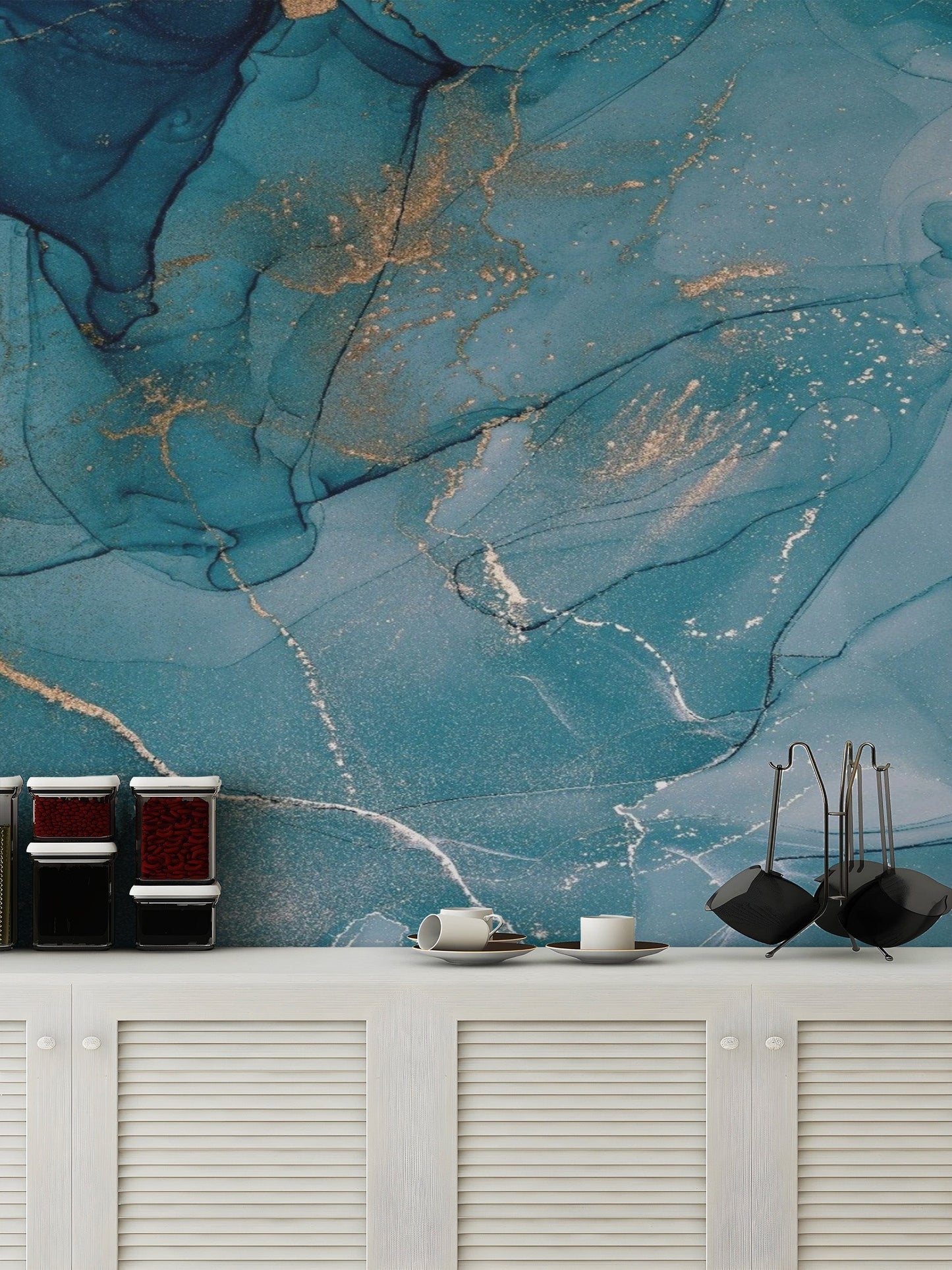 Alcohol Ink Art Blue Wallpaper Mural - Giffywalls