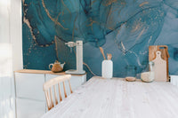 Alcohol Ink Art Blue Wallpaper Mural - Giffywalls