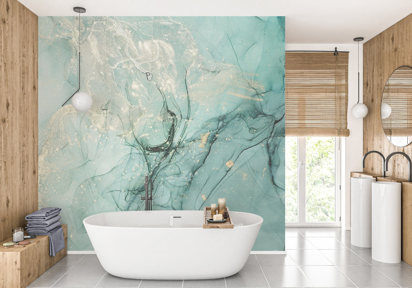 Artistic alcohol ink teal design
