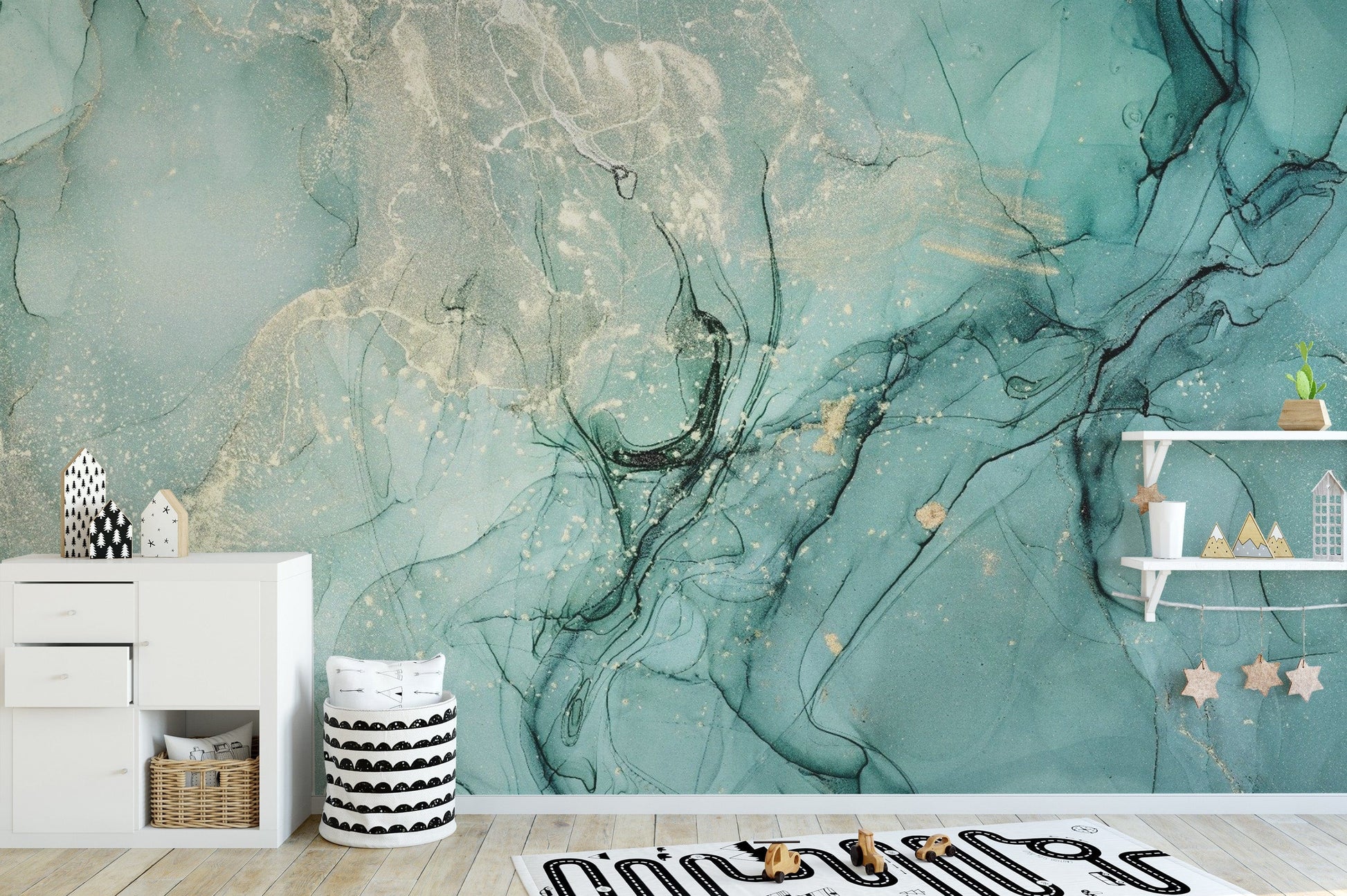 Abstract teal ink wallpaper
