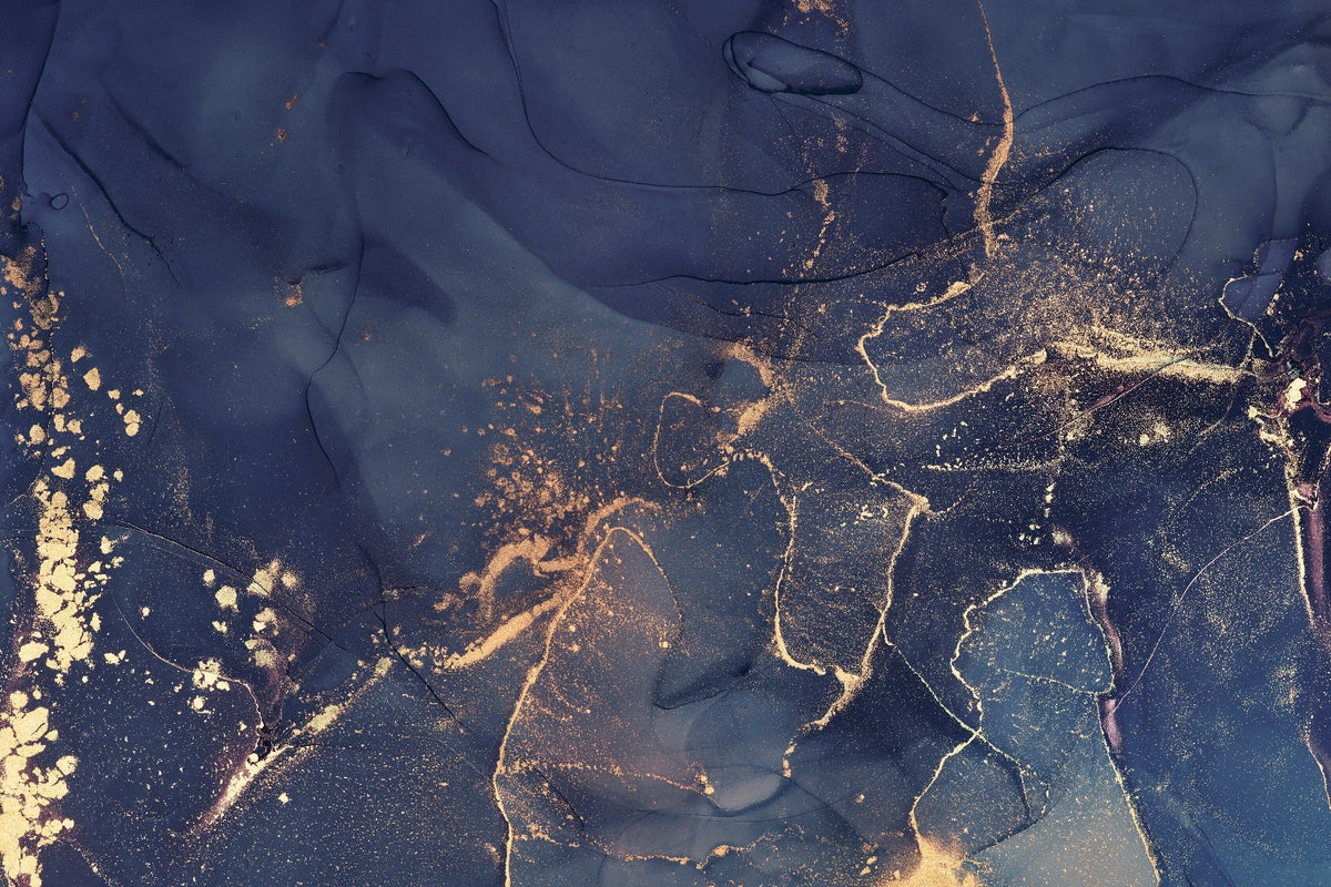 Dark Blue Alcohol Art Wallpaper Mural in your room — zoomed