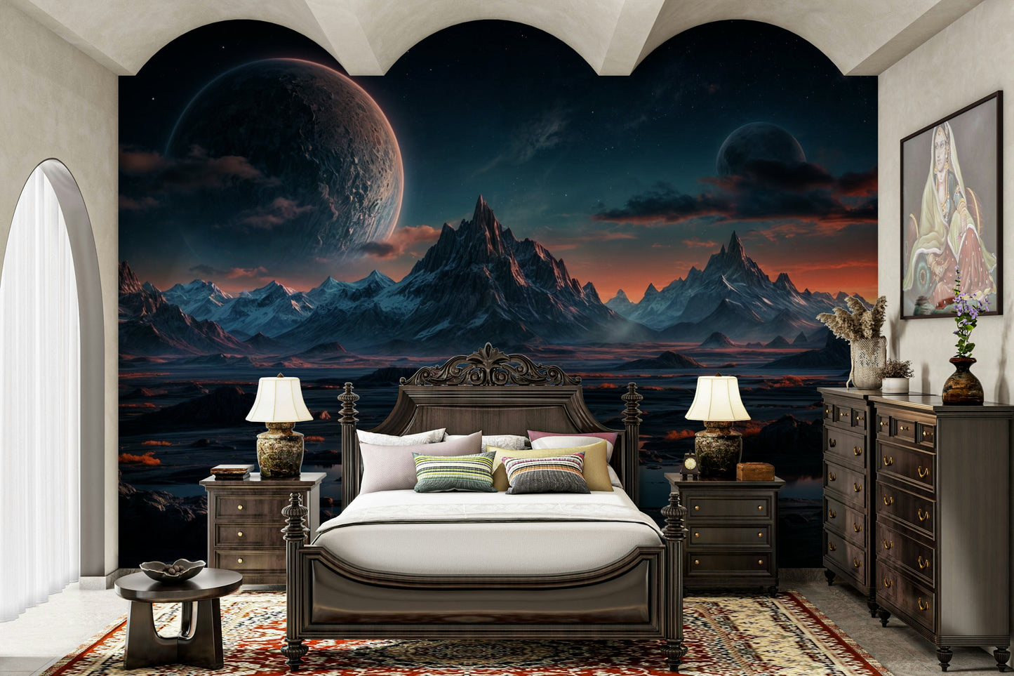 The abstract shapes are a central focus of the image.

