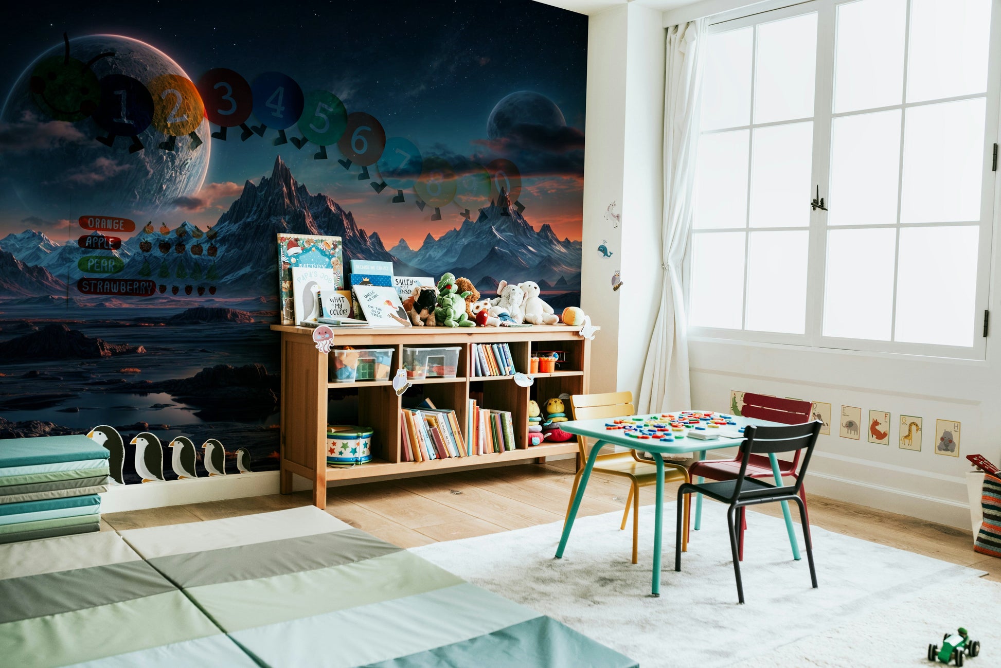 The image shows a peaceful, otherworldly scene with a horizon line.

