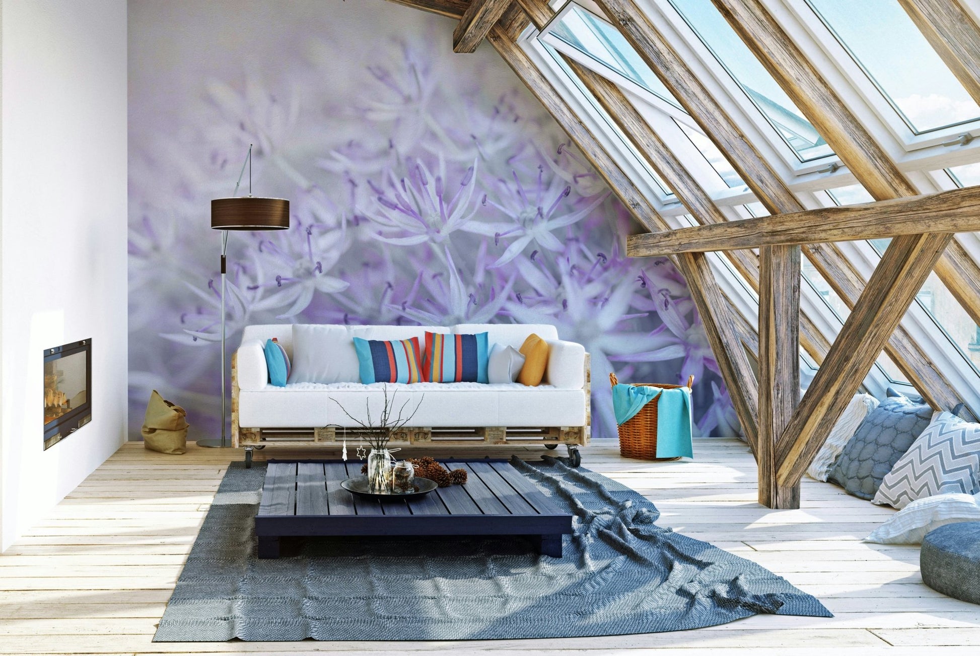 Gentle tone floral wall covering
