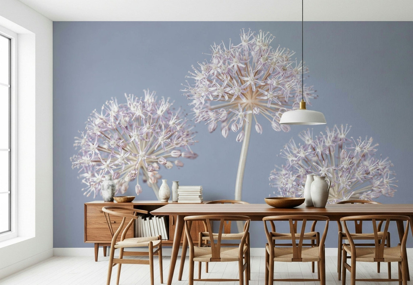 Allium Triplet. Graceful three flower stems wall sticker.
