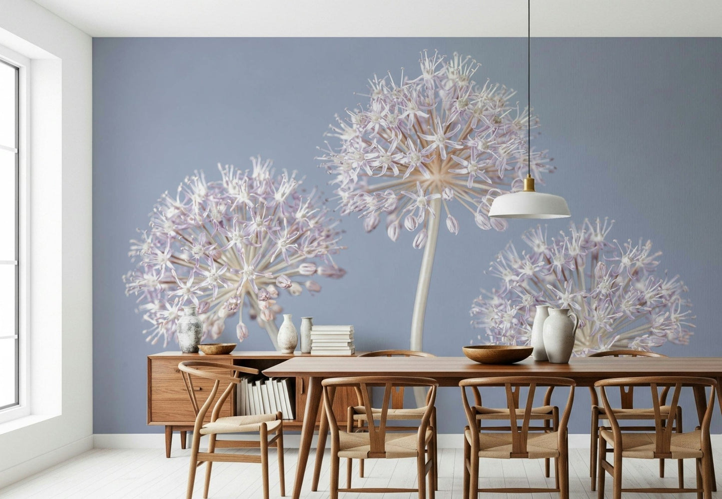 Allium Triplet. Graceful three flower stems wall sticker.