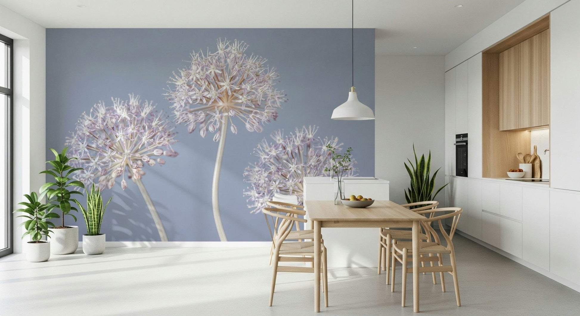 Minimalist Allium Triplet wallpaper for subtle home accents.