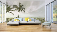 Vintage-inspired Alone at the beach wall mural.


