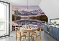 Soft pink and peach sunrise light fills the sky of Alpenglow Lake wall mural.GD9539