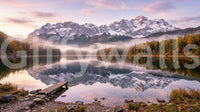 Mossy rocks and grasses edge the foreground of Alpenglow Reflection wall mural.GD9539