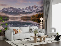 Calm sunrise tones spread through a living room with Alpenglow Lake Reflection wall mural.
GD9539