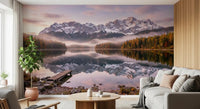 Living room backdrops feel calm with Alpenglow Reflection wall mural.GD9539