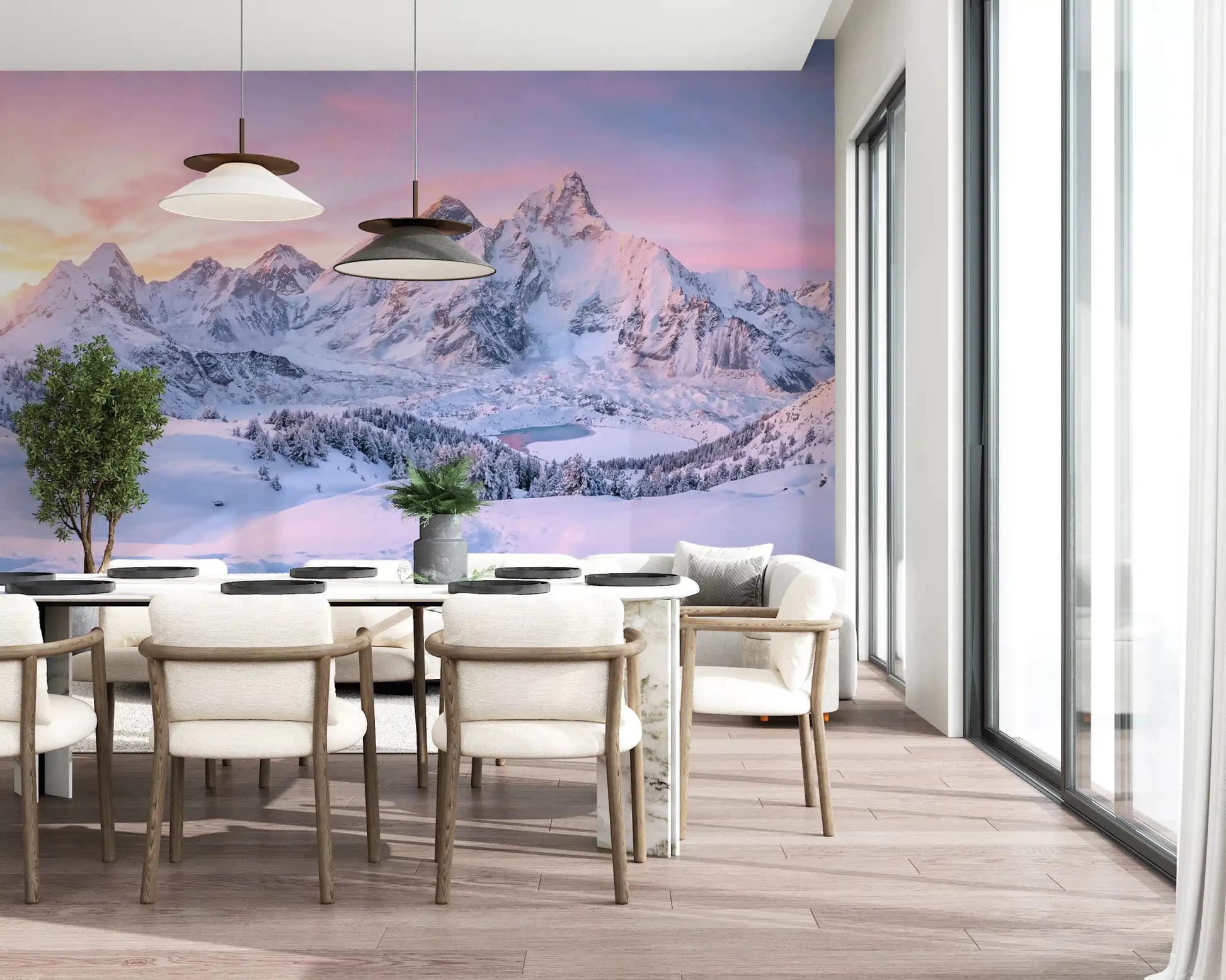 Durable and removable material is a feature of the Alpenglow Peaks panorama design option., GD9107
