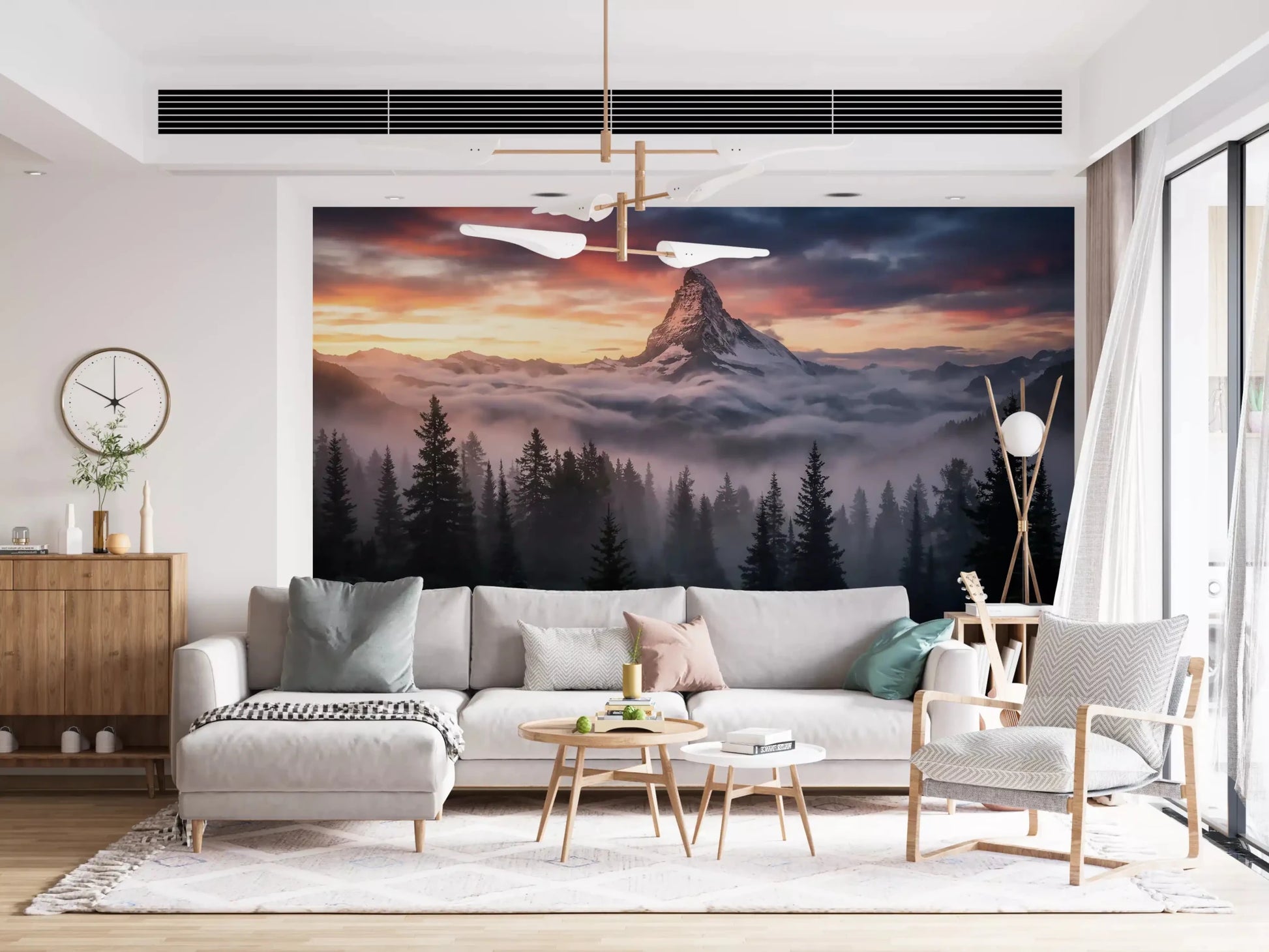 Thick fog and rolling mist within the Alpenglow Summit peak wall mural.GD9462