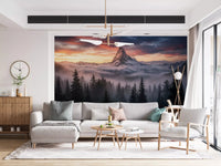 Thick fog and rolling mist within the Alpenglow Summit peak wall mural.GD9462