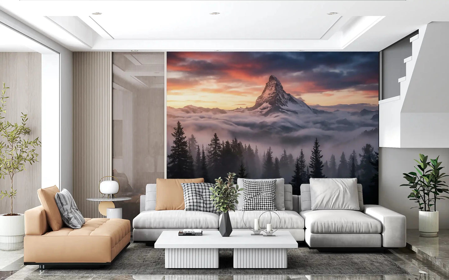 Jagged mountain peak detail on this Alpenglow Summit mountain wall mural.GD9462