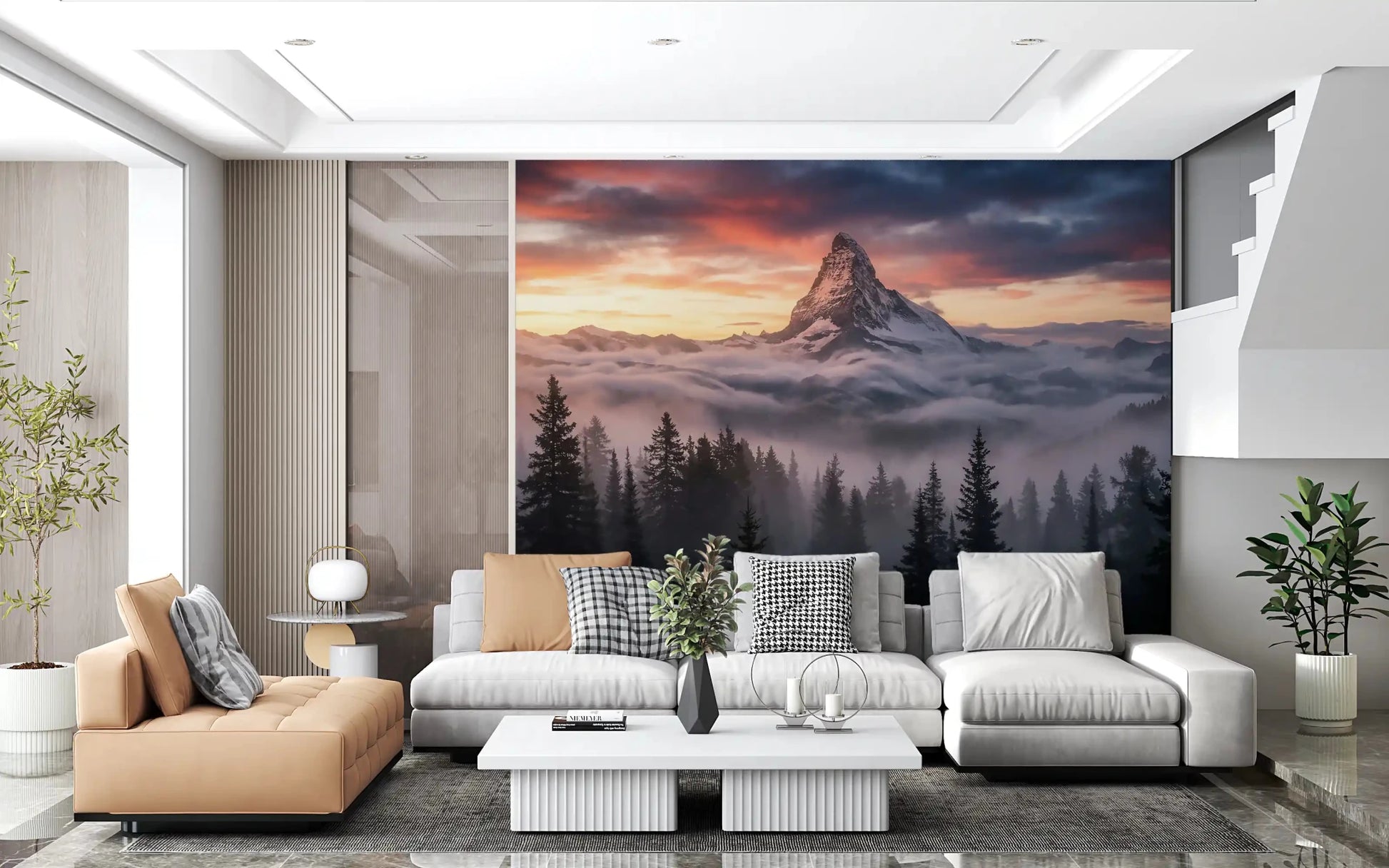 Jagged mountain peak detail on this Alpenglow Summit mountain wall mural.GD9462