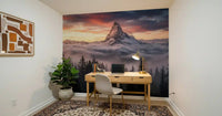 Study room featuring the Alpenglow mountain wall mural mountain landscape.GD9462