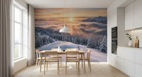 Alpenglow Winter Majesty wall mural with alpine peaks and cloud-filled valley, GD9025