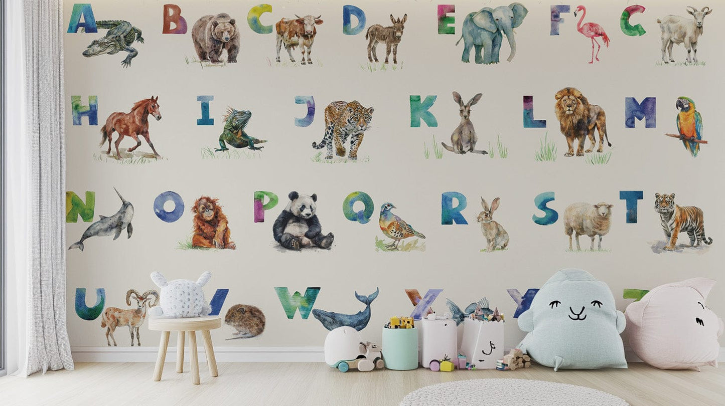 Interactive alphabet learning wall mural