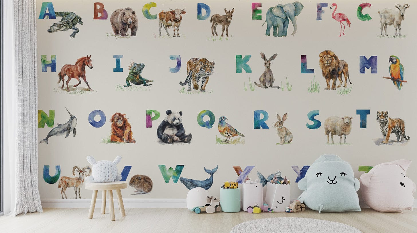 Interactive alphabet learning wall mural
