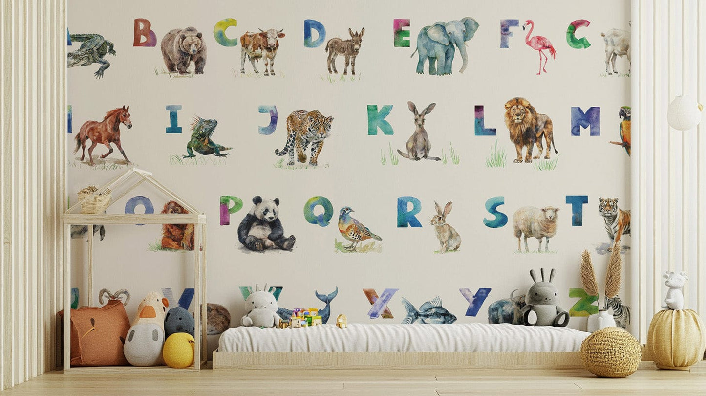 Colorful ABC pattern for nursery walls