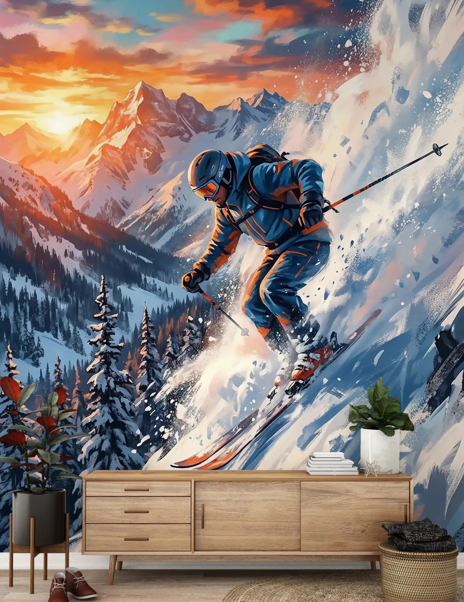 Vibrant orange sky highlights the Alpine Adrenaline sunset.