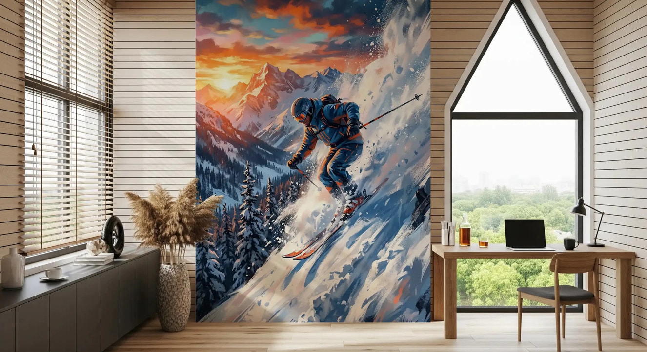 Alpine Adrenaline: Sunset Descent Wall Mural