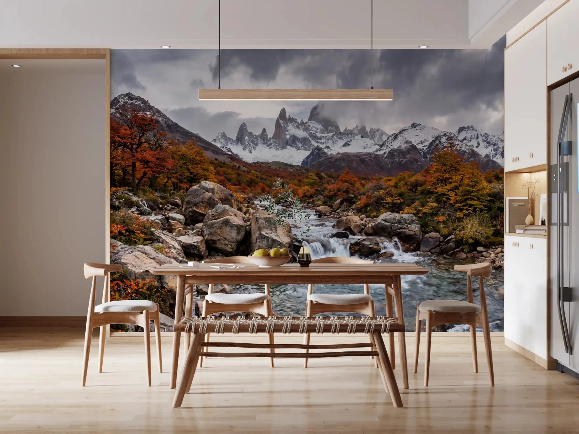 Alpine Autumn Cascade wall mural showing river flowing through rocks, GD9249