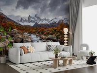 Hallway design using Alpine Autumn Cascade wall mural mountain river, GD9249