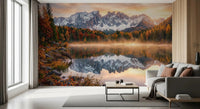 Alpine Autumn Serenity wall mural in hallway with golden tree line, GD9304