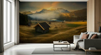 A peaceful open country mural on decorative wallpaper., GD5933